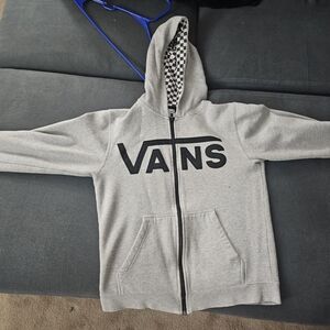 Vans Heather Gray Zip-Up Hoodie with Black Logo